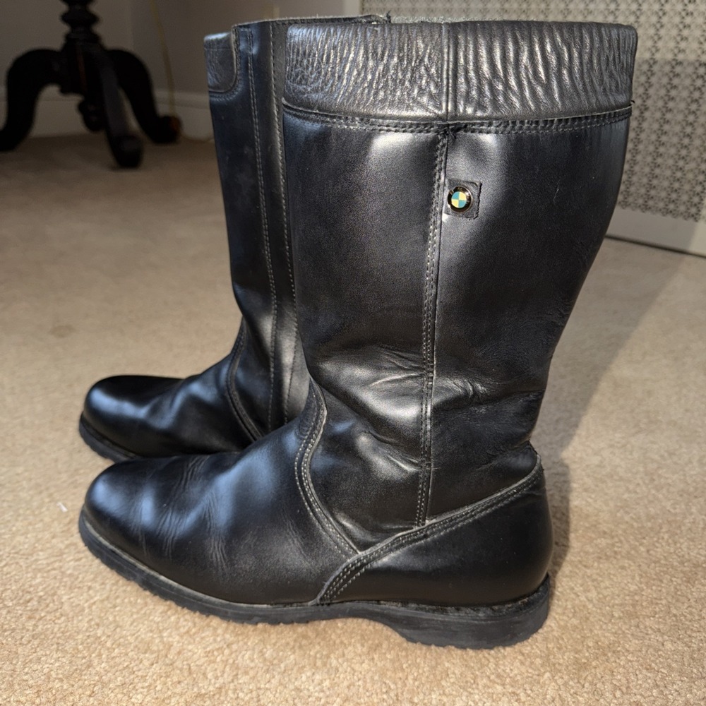 BMW Size 44 Black Leather Riding Boots Vibram Soles Lowa Inserts